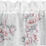 Zazdrostka gotowa w tunelu 150x30 SUZY biała z etaminy zdobiona koronką z nadrukiem różowych kwiatów - 3