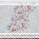 Zazdrostka gotowa w tunelu 150x30 SUZY biała z etaminy zdobiona koronką z nadrukiem różowych kwiatów - 4
