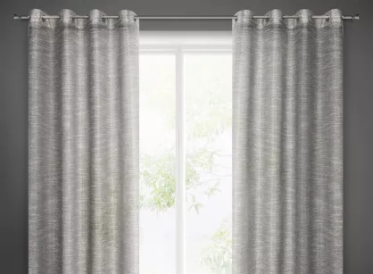 Firana na przelotkach 140x250 RACHEL stalowa zdobiona błyszczącą nicią