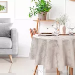 Obrus fi 170 INES 6 jasny srebrny w subtelne różyczki ze srebrną nicią z kolecji Diva Line - 2