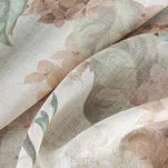 Zasłona na przelotkach 140x250 DEMI naturalna z rudym wzorem kwiatów hortensji z domieszką lnu - 3