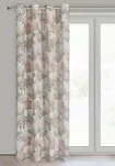Zasłona na przelotkach 140x250 DEMI naturalna z rudym wzorem kwiatów hortensji z domieszką lnu - 5