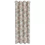 Zasłona na przelotkach 140x250 DEMI naturalna z rudym wzorem kwiatów hortensji z domieszką lnu - 10