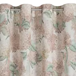 Zasłona na przelotkach 140x250 DEMI naturalna z rudym wzorem kwiatów hortensji z domieszką lnu - 4