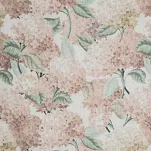 Zasłona na przelotkach 140x250 DEMI naturalna z rudym wzorem kwiatów hortensji z domieszką lnu - 2