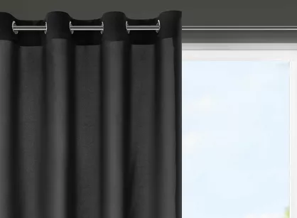 Zasłona na przelotkach 140x175 RITA jednokolorowa czarna z miękkiej tkaniny