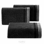 Ręcznik 30x50 ABBIE czarny z żakardową błyszczącą bordiurą w pasy z delikatną krateczką 500 g/m2 - 4