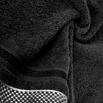 Ręcznik 30x50 ABBIE czarny z żakardową błyszczącą bordiurą w pasy z delikatną krateczką 500 g/m2 - 2