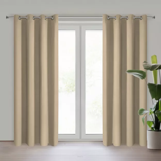 Zasłona na przelotkach 140x250 NERISA zaciemniająca beżowa jednokolorowa