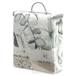 Narzuta welwetowa 170x210 ELLEN biała pikowana z wzorem egzotycznych oliwkowych wyrazistych liści - 5