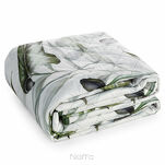 Narzuta welwetowa 170x210 ELLEN biała pikowana z wzorem egzotycznych oliwkowych wyrazistych liści - 4