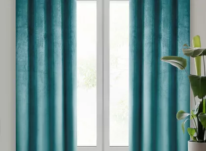 Zasłona gotowa na przelotkach 140x250 PIERRE welwetowa turkusowa jednokolorowa
