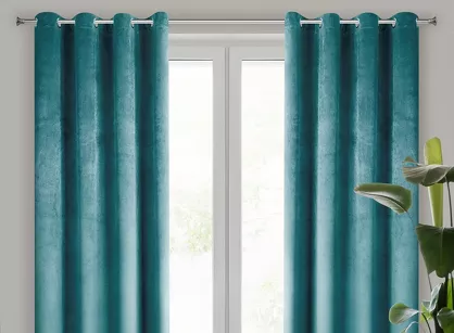Zasłona na przelotkach 140x250 PIERRE welwetowa turkusowa jednokolorowa