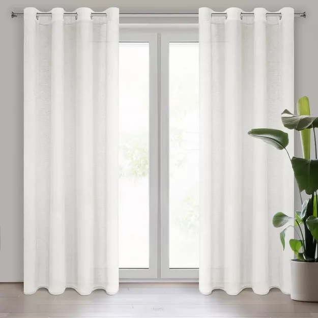 Firana na przelotkach 140x250 REBECCA kremowa o strukturze drobnego deszczyku