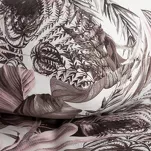 Pościel bawełniana 140x200 DAVOS 2B biała z wzorem egzotycznych fioletowych liści - 4