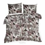 Pościel bawełniana 140x200 DAVOS 2B biała z wzorem egzotycznych fioletowych liści - 7