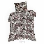 Pościel bawełniana 140x200 DAVOS 2B biała z wzorem egzotycznych fioletowych liści - 6