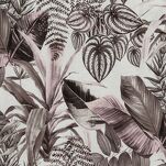 Pościel bawełniana 140x200 DAVOS 2B biała z wzorem egzotycznych fioletowych liści - 2
