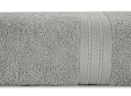 Ręcznik bawełniany 50x90 KAYA srebrny zdobiony bordiurą w pasy