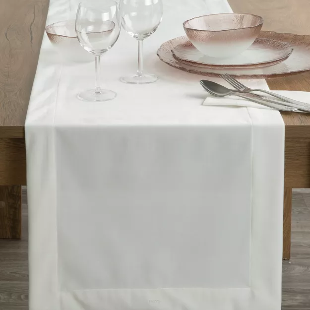 Bieżnik welwetowy 40x140 MELINDA biały wykończony mankietem