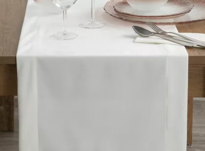 Bieżnik welwetowy 40x140 MELINDA biały wykończony mankietem