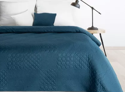 Narzuta jednokolorowa 170x210 BONI 5 granatowa pikowana w geometryczny wzór Design 91