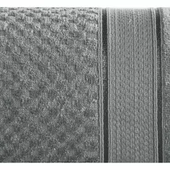 Ręcznik bawełniany 70x140 JESSI stalowy z fakturą krateczki i gładką welurową bordiurą