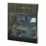 Pościel z makosatyny 160x200 LOTOS 2 granatowa z motywem liści i kwiatów lotosu Limited Collection - 4