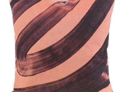 Poszewka welwetowa 45x45 VAS różowa czarna z abstrakcyjnym nadrukiem