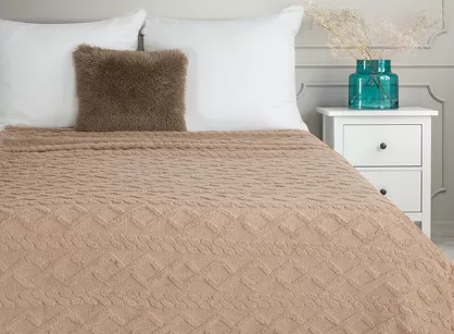 Koc 200x220 WARKOCZ beżowy z ozdobnym plecionym warkoczem Design 91
