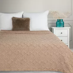 Koc 200x220 WARKOCZ beżowy z ozdobnym plecionym warkoczem Design 91