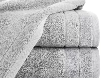 Ręcznik bawełniany 50x90 DAMLA stalowy gładki z subtelną bordiurą