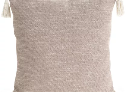 Poszewka płócienna 45x45 BOHO 5 pudrowa z ozdobnymi chwostami