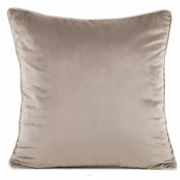 Poszewka welwetowa 45x45 GAJA 2 jednokolorowa ciemny beż obszyta lamówką