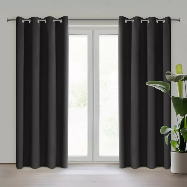 Zasłona na przelotkach 135x250 PARISA zaciemniająca czarna jednokolorowa Design 91