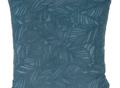 Poszewka welwetowa 40x40 OCTAVIA ciemny niebieski z wzorem liści