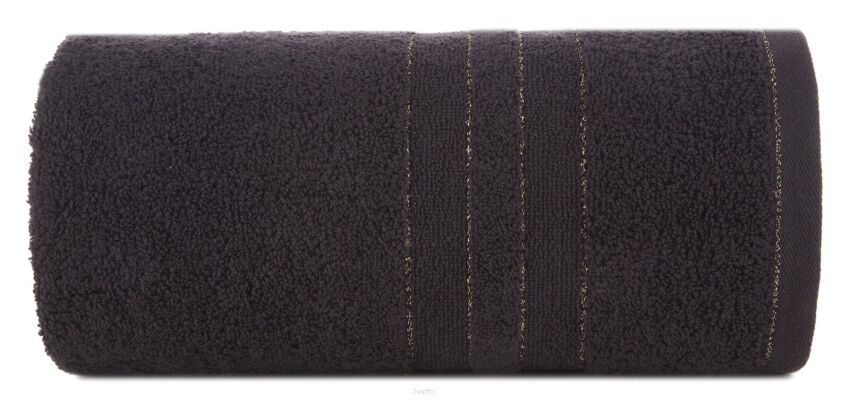 Ręcznik bawełniany 70x140 GALA czarny zdobiony bordiurą z błyszczącą nicią