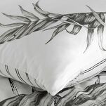 Pościel z makosatyny 220x200 PALOMA biała czarna wzór egzotycznych liści dwustronna Premium - 9