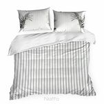 Pościel z makosatyny 220x200 PALOMA biała czarna wzór egzotycznych liści dwustronna Premium - 4