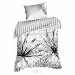 Pościel z makosatyny 220x200 PALOMA biała czarna wzór egzotycznych liści dwustronna Premium - 6