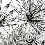 Pościel z makosatyny 220x200 PALOMA biała czarna wzór egzotycznych liści dwustronna Premium - 7