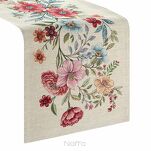 Bieżnik gobelinowy 40x100 1413 naturalny z nadrukiem kolorowych kwiatów - 5