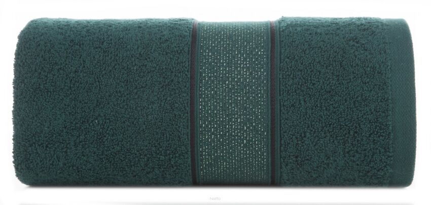 Ręcznik bawełniany 70x140 LIANA ciemna zieleń zdobiony bordiurą z błyszczącą nicią