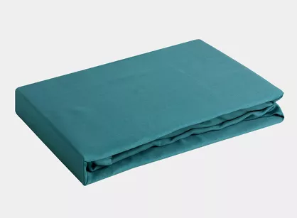 Prześcieradło z satyny bawełnianej z gumką NOVA 3 turkusowe 140x200