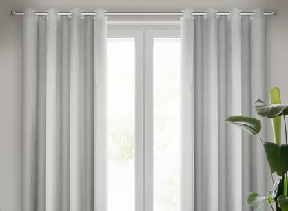 Zasłona na przelotkach 140x250 RITA jednokolorowa stalowa z miękkiej tkaniny