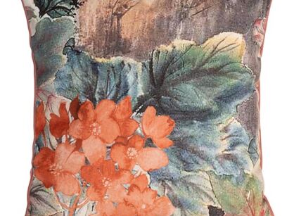 Poszewka welwetowa 60x60 CHLOE kolorowa z wzorem wyrazistych kwiatów obszyta lamówką z kolekcji Premium