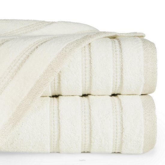 Ręcznik bawełniany 30x50 GLORY 1 kremowy z welurową bordiurą i srebrną nicią