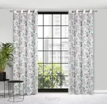 Zasłona na przelotkach 140x250 EMI biała o strukturze płótna z nadrukiem kwiatów ogrodowych - 5