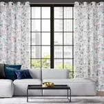 Zasłona na przelotkach 140x250 EMI biała o strukturze płótna z nadrukiem kwiatów ogrodowych - 12