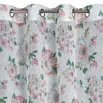 Zasłona na przelotkach 140x250 EMI biała o strukturze płótna z nadrukiem kwiatów ogrodowych - 4